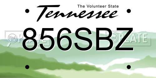 856SBZ Tennessee License Plate