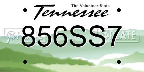 856SS7 Tennessee License Plate
