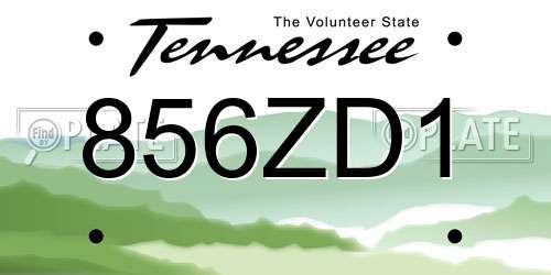 856ZD1 Tennessee License Plate