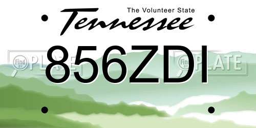 856ZDI Tennessee License Plate
