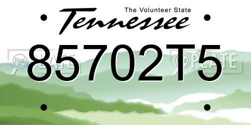 85702T5 Tennessee License Plate