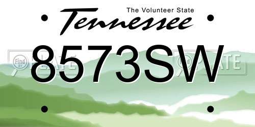 8573SW Tennessee License Plate