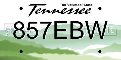 857EBW Tennessee License Plate