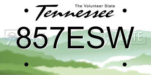 857ESW Tennessee License Plate