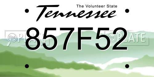 857F52 Tennessee License Plate