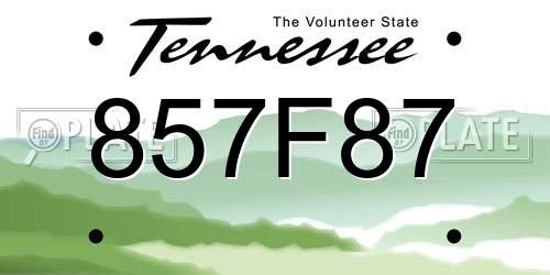 857F87 Tennessee License Plate