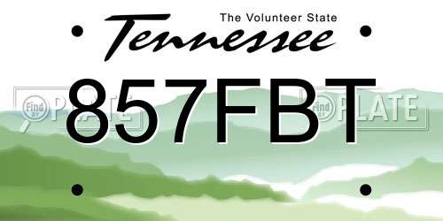 857FBT Tennessee License Plate