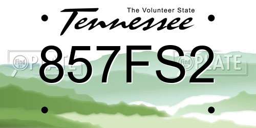 857FS2 Tennessee License Plate