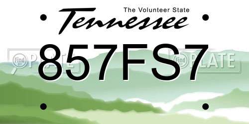 857FS7 Tennessee License Plate