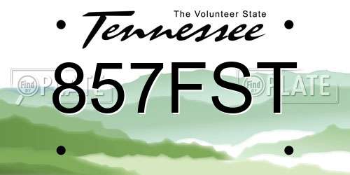 857FST Tennessee License Plate