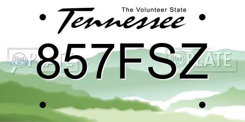 857FSZ Tennessee License Plate