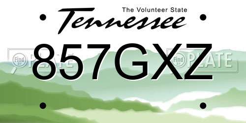 857GXZ Tennessee License Plate