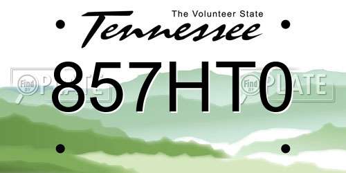 857HT0 Tennessee License Plate