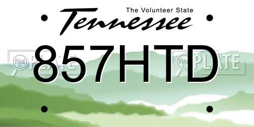 857HTD Tennessee License Plate