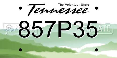 857P35 Tennessee License Plate