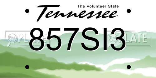 857SI3 Tennessee License Plate