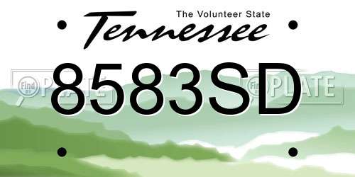 8583SD Tennessee License Plate
