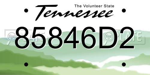 85846D2 Tennessee License Plate