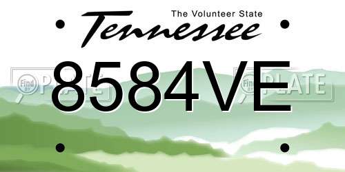 8584VE Tennessee License Plate