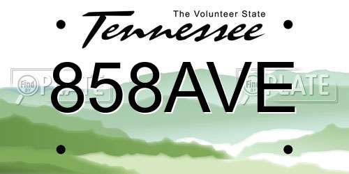 858AVE Tennessee License Plate