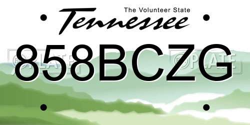 858BCZG Tennessee License Plate
