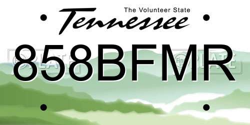 858BFMR Tennessee License Plate