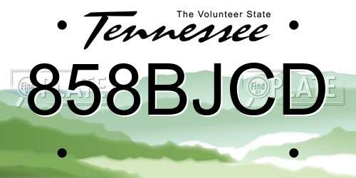 858BJCD Tennessee License Plate