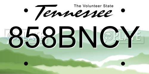 858BNCY Tennessee License Plate
