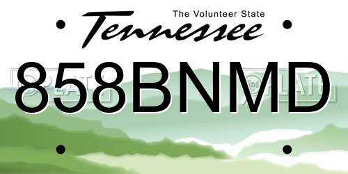 858BNMD Tennessee License Plate