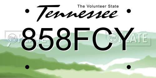 858FCY Tennessee License Plate