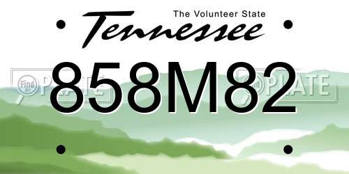 858M82 Tennessee License Plate