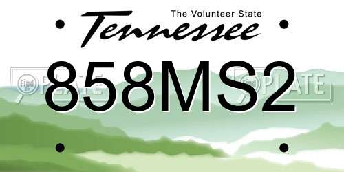 858MS2 Tennessee License Plate