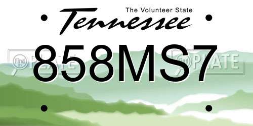858MS7 Tennessee License Plate