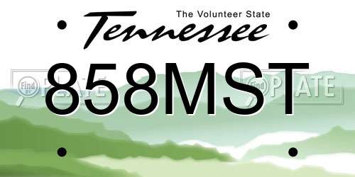 858MST Tennessee License Plate