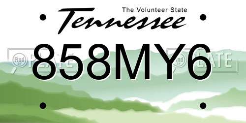 858MY6 Tennessee License Plate