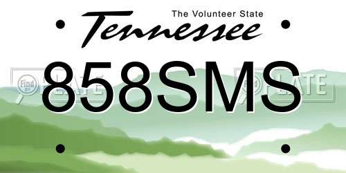 858SMS Tennessee License Plate