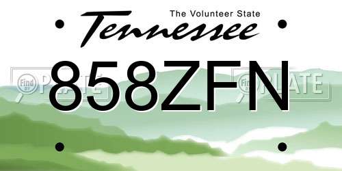 858ZFN Tennessee License Plate