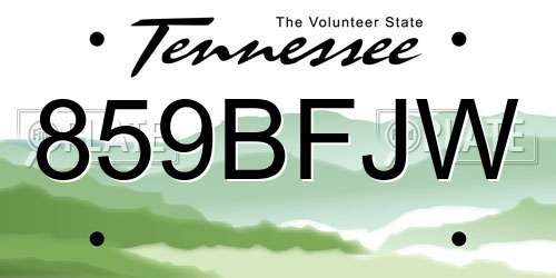 859BFJW Tennessee License Plate