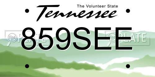 859SEE Tennessee License Plate