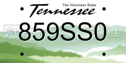 859SS0 Tennessee License Plate