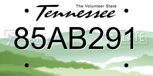 85AB291 Tennessee License Plate