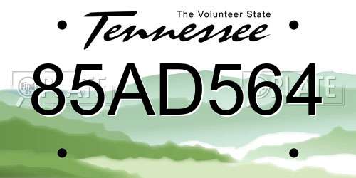 85AD564 Tennessee License Plate