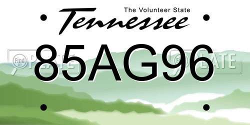 85AG96 Tennessee License Plate