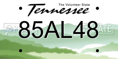 85AL48 Tennessee License Plate
