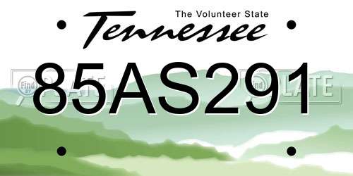 85AS291 Tennessee License Plate