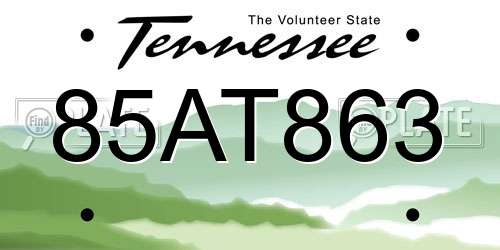 85AT863 Tennessee License Plate