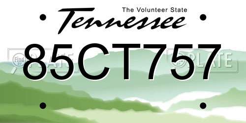 85CT757 Tennessee License Plate