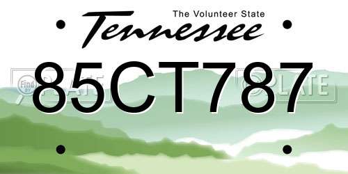 85CT787 Tennessee License Plate