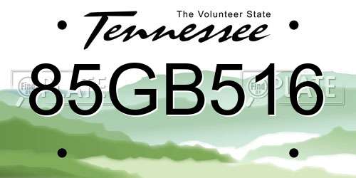 85GB516 Tennessee License Plate