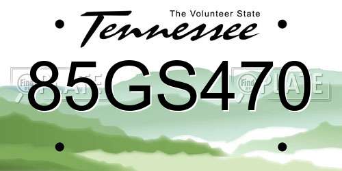 85GS470 Tennessee License Plate